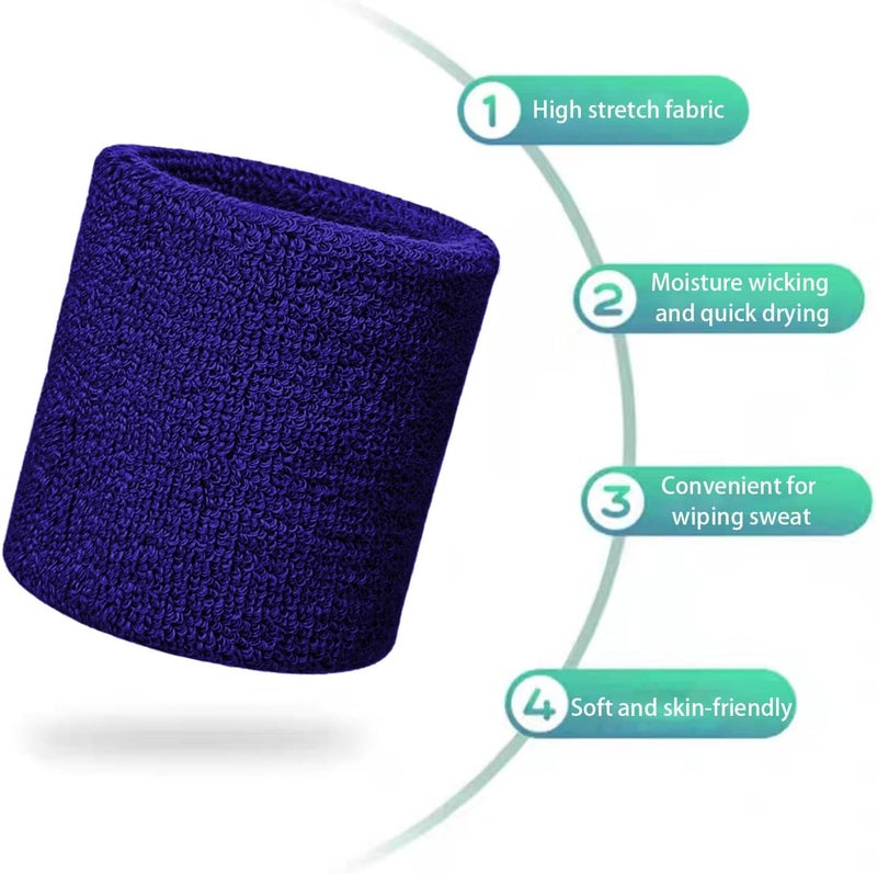 Fecawd Wristbands Sweatbands for Men & Women, Breathable Tennis Wrist Bands Absorbent Sweat Band Multiuse Wristband for Basketball, Running, Gym, Working Out - Image 2
